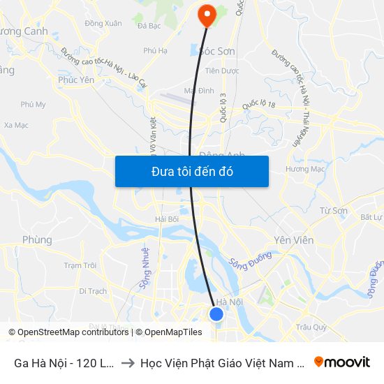 Ga Hà Nội - 120 Lê Duẩn to Học Viện Phật Giáo Việt Nam Tại Hà Nội map