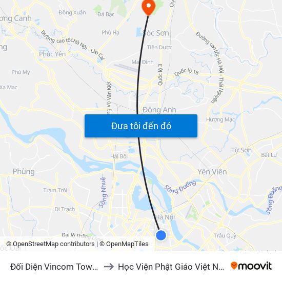 Đối Diện Vincom Tower - Bà Triệu to Học Viện Phật Giáo Việt Nam Tại Hà Nội map