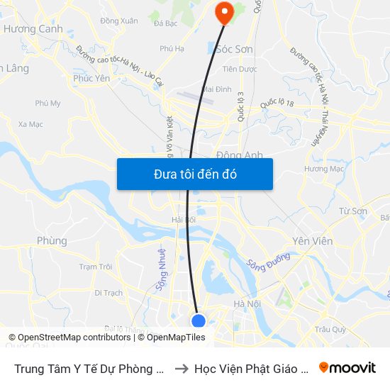 Trung Tâm Y Tế Dự Phòng Hn - 70 Nguyễn Chí Thanh to Học Viện Phật Giáo Việt Nam Tại Hà Nội map