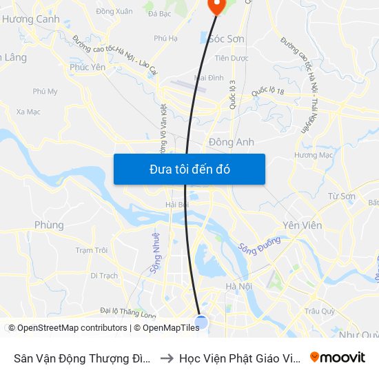 Sân Vận Động Thượng Đình - 129 Nguyễn Trãi to Học Viện Phật Giáo Việt Nam Tại Hà Nội map