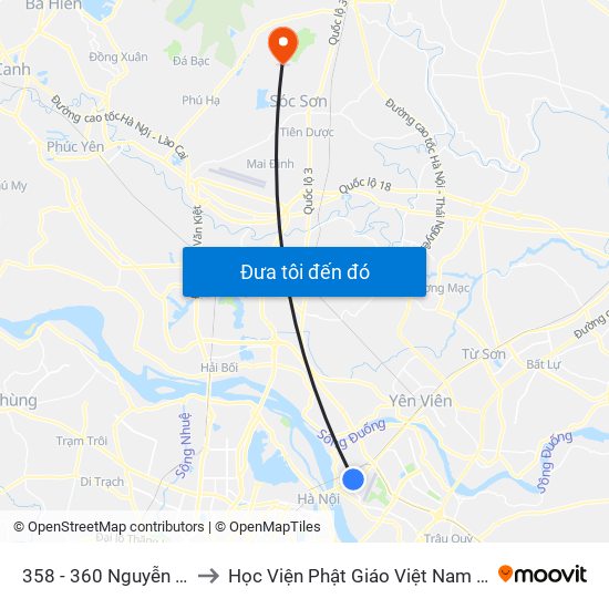 358 - 360 Nguyễn Văn Cừ to Học Viện Phật Giáo Việt Nam Tại Hà Nội map