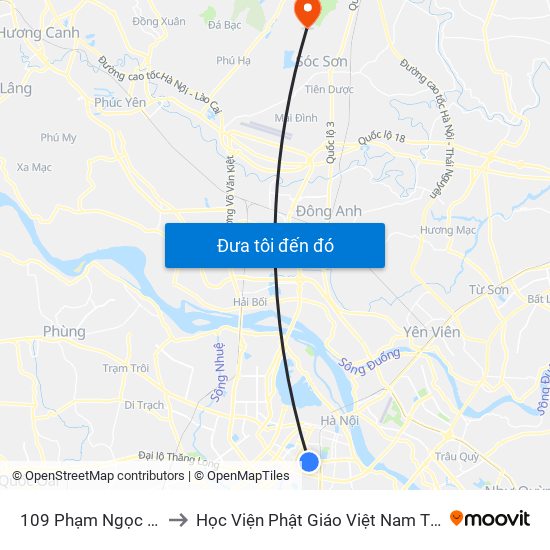 109 Phạm Ngọc Thạch to Học Viện Phật Giáo Việt Nam Tại Hà Nội map