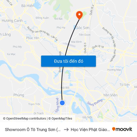 Showroom Ô Tô Trung Sơn (Đối Diện 315 Phạm Văn Đồng) to Học Viện Phật Giáo Việt Nam Tại Hà Nội map