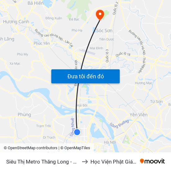 Siêu Thị Metro Thăng Long - Đối Diện Ngõ 599 Phạm Văn Đồng to Học Viện Phật Giáo Việt Nam Tại Hà Nội map