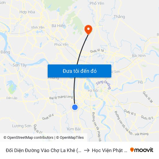 Đối Diện Đường Vào Chợ La Khê (Qua Ga Metro La Khê) - 405 Quang Trung (Hà Đông) to Học Viện Phật Giáo Việt Nam Tại Hà Nội map