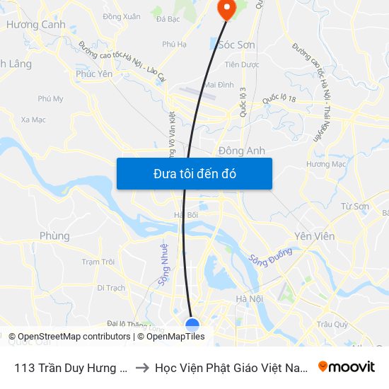 113 Trần Duy Hưng - Bộ Khcn to Học Viện Phật Giáo Việt Nam Tại Hà Nội map