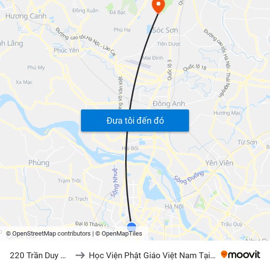220 Trần Duy Hưng to Học Viện Phật Giáo Việt Nam Tại Hà Nội map