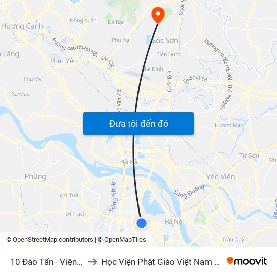 10 Đào Tấn - Viện Vật Lý to Học Viện Phật Giáo Việt Nam Tại Hà Nội map