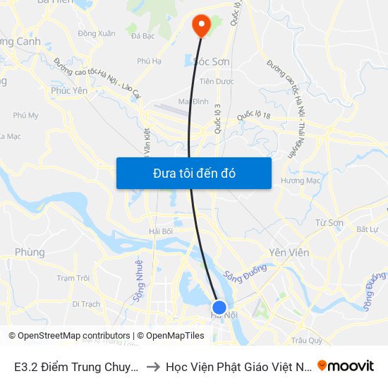 E3.2 Điểm Trung Chuyển Long Biên to Học Viện Phật Giáo Việt Nam Tại Hà Nội map