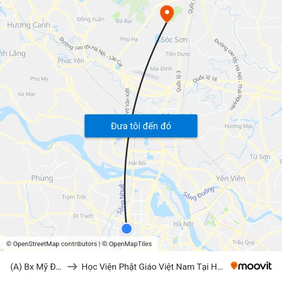 (A) Bx Mỹ Đình to Học Viện Phật Giáo Việt Nam Tại Hà Nội map