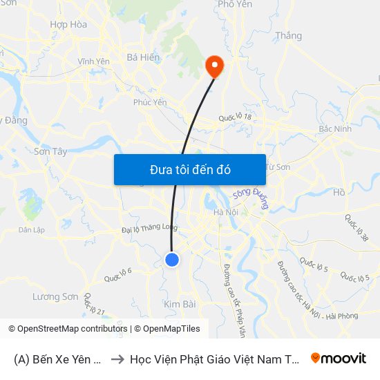 (A) Bến Xe Yên Nghĩa to Học Viện Phật Giáo Việt Nam Tại Hà Nội map