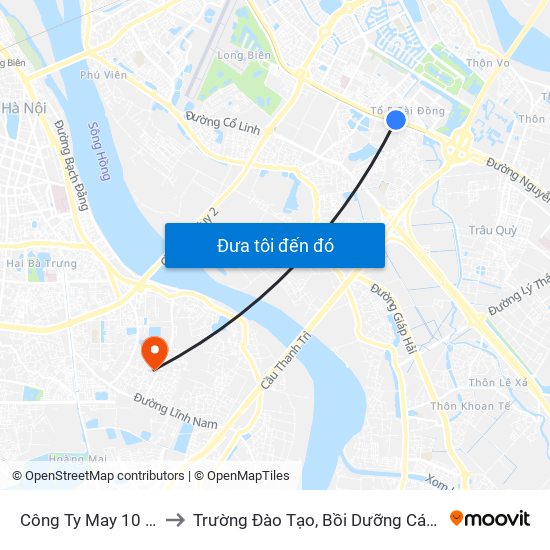 Công Ty May 10 - Nguyễn Văn Linh to Trường Đào Tạo, Bồi Dưỡng Cán Bộ Công Thương Trung Ương map