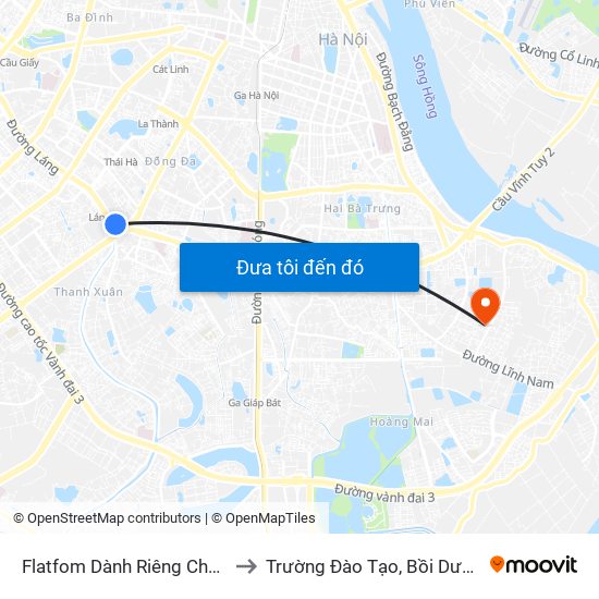 Flatfom Dành Riêng Cho Xe Buýt Trước Nhà 45 Đường Láng to Trường Đào Tạo, Bồi Dưỡng Cán Bộ Công Thương Trung Ương map