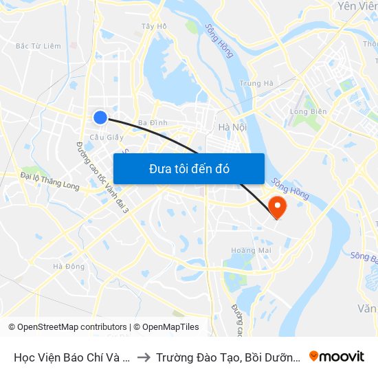 Học Viện Báo Chí Và Tuyên Truyền - 36 Xuân Thủy to Trường Đào Tạo, Bồi Dưỡng Cán Bộ Công Thương Trung Ương map