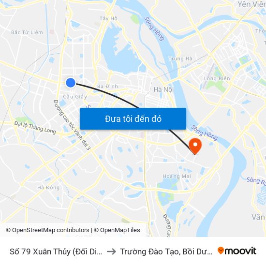 Số 79 Xuân Thủy (Đối Diện Học Viện Báo Chí Và Tuyên Truyền) to Trường Đào Tạo, Bồi Dưỡng Cán Bộ Công Thương Trung Ương map