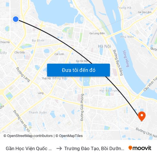 Gần Học Viện Quốc Phòng - 91 Hoàng Quốc Việt to Trường Đào Tạo, Bồi Dưỡng Cán Bộ Công Thương Trung Ương map