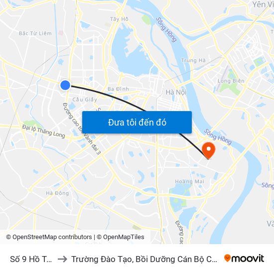 Số 9 Hồ Tùng Mậu to Trường Đào Tạo, Bồi Dưỡng Cán Bộ Công Thương Trung Ương map