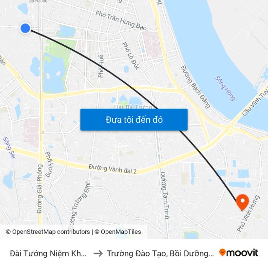Đài Tưởng Niệm Khâm Thiên - 45 Khâm Thiên to Trường Đào Tạo, Bồi Dưỡng Cán Bộ Công Thương Trung Ương map