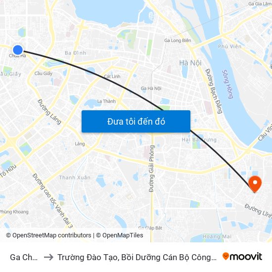 Ga Chùa Hà to Trường Đào Tạo, Bồi Dưỡng Cán Bộ Công Thương Trung Ương map