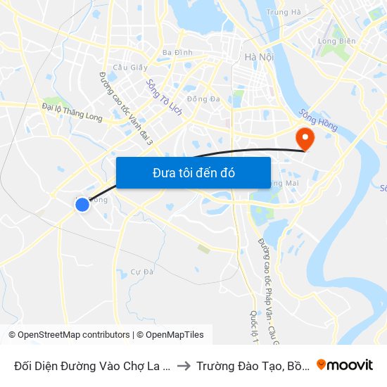 Đối Diện Đường Vào Chợ La Khê (Qua Ga Metro La Khê) - 405 Quang Trung (Hà Đông) to Trường Đào Tạo, Bồi Dưỡng Cán Bộ Công Thương Trung Ương map