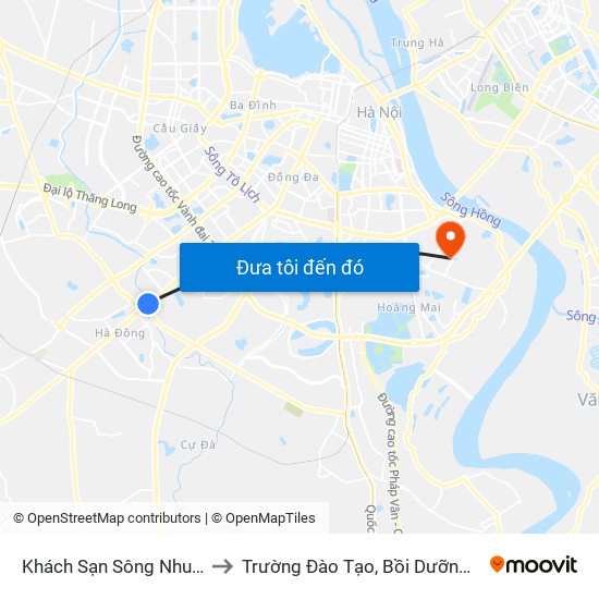 Khách Sạn Sông Nhuệ (148 Trần Phú- Hà Đông) to Trường Đào Tạo, Bồi Dưỡng Cán Bộ Công Thương Trung Ương map
