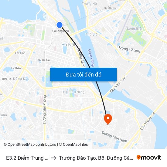 E3.2 Điểm Trung Chuyển Long Biên to Trường Đào Tạo, Bồi Dưỡng Cán Bộ Công Thương Trung Ương map