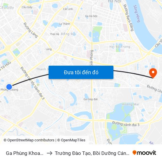 Ga Phùng Khoang - 81 Trần Phú to Trường Đào Tạo, Bồi Dưỡng Cán Bộ Công Thương Trung Ương map