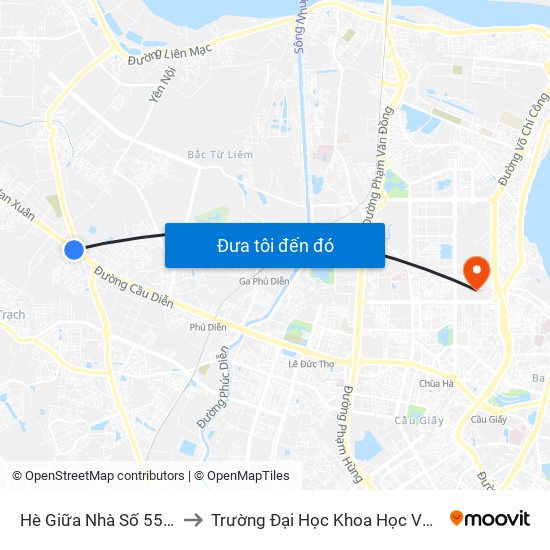 Hè Giữa Nhà Số 55-57 Phố Nhổn to Trường Đại Học Khoa Học Và Công Nghệ Hà Nội map