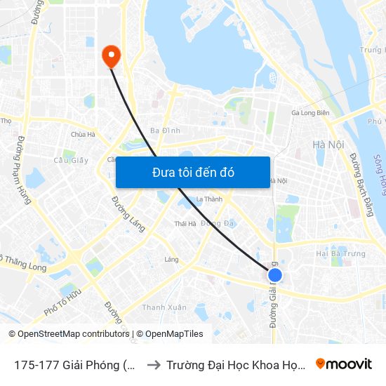 175-177 Giải Phóng (Ngã 3 Lê Thanh Nghị) to Trường Đại Học Khoa Học Và Công Nghệ Hà Nội map