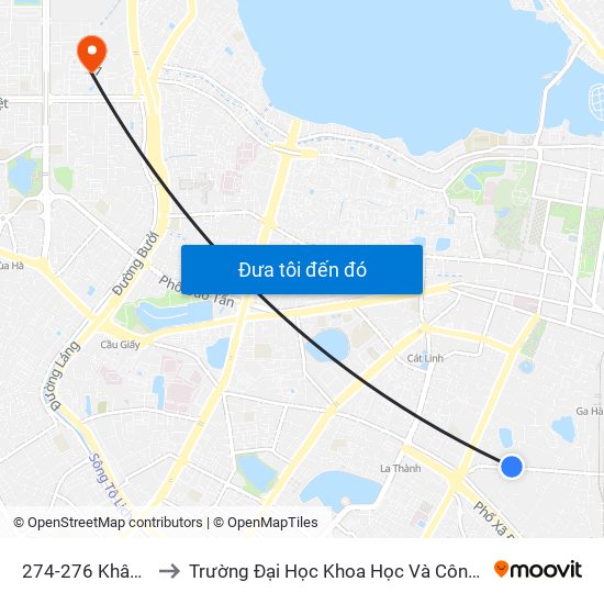 274-276 Khâm Thiên to Trường Đại Học Khoa Học Và Công Nghệ Hà Nội map