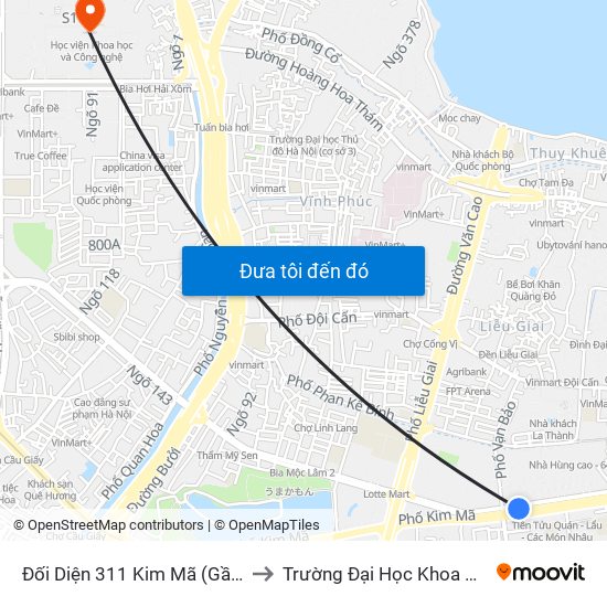 Đối Diện 311 Kim Mã (Gần Ngã 4 Kim Mã - Vạn Bảo) to Trường Đại Học Khoa Học Và Công Nghệ Hà Nội map