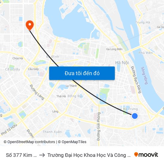 Số 377 Kim Ngưu to Trường Đại Học Khoa Học Và Công Nghệ Hà Nội map