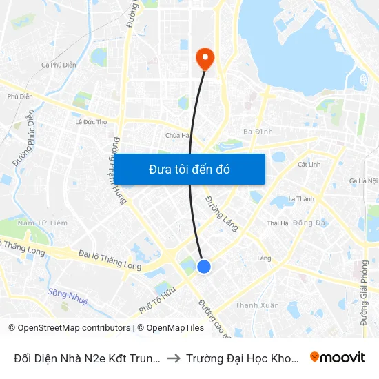 Đối Diện Nhà N2e Kđt Trung Hòa Nhân Chính - Lê Văn Lương to Trường Đại Học Khoa Học Và Công Nghệ Hà Nội map