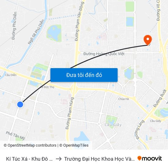 Kí Túc Xá - Khu Đô Thị Mỹ Đình II to Trường Đại Học Khoa Học Và Công Nghệ Hà Nội map