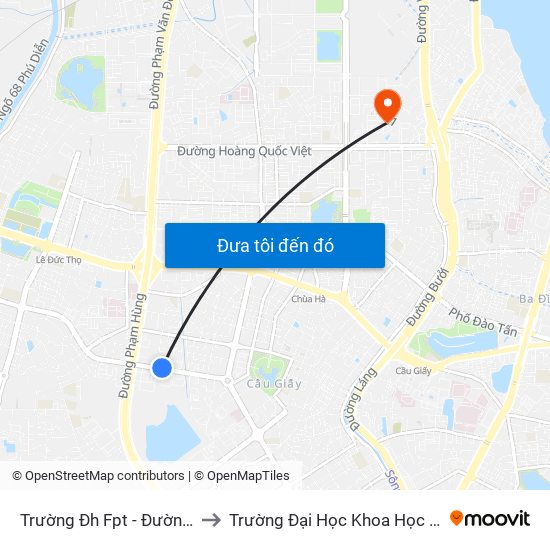 Trường Đh Fpt - Đường Tôn Thất Thuyết to Trường Đại Học Khoa Học Và Công Nghệ Hà Nội map
