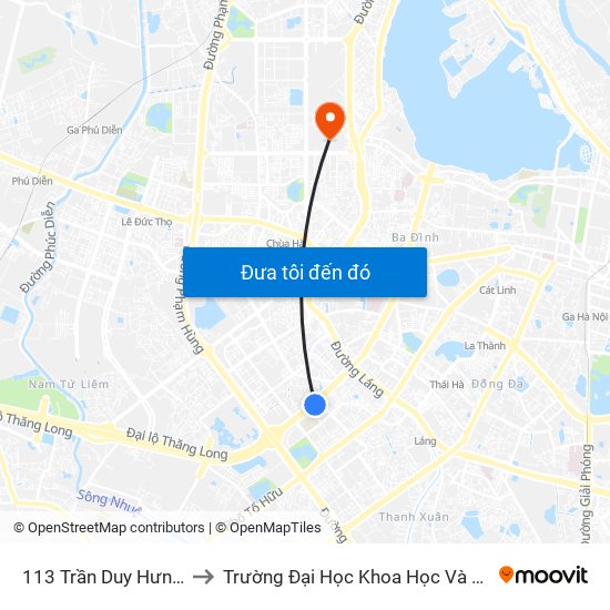 113 Trần Duy Hưng - Bộ Khcn to Trường Đại Học Khoa Học Và Công Nghệ Hà Nội map