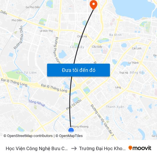 Học Viện Công Nghệ Bưu Chính Viễn Thông - Trần Phú (Hà Đông) to Trường Đại Học Khoa Học Và Công Nghệ Hà Nội map