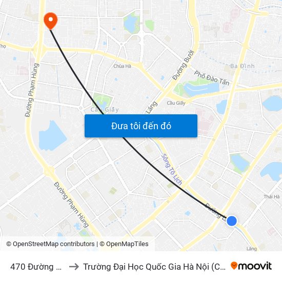 470 Đường Láng to Trường Đại Học Quốc Gia Hà Nội (Cầu Giấy) map