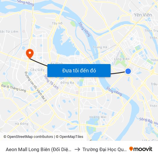 Aeon Mall Long Biên (Đối Diện Cột Điện T4a/2a-B Đường Cổ Linh) to Trường Đại Học Quốc Gia Hà Nội (Cầu Giấy) map