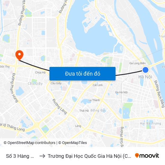 Số 3 Hàng Muối to Trường Đại Học Quốc Gia Hà Nội (Cầu Giấy) map