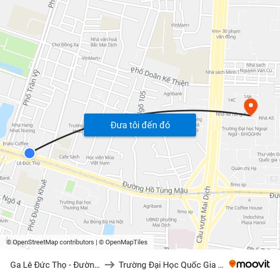 Ga Lê Đức Thọ - Đường Hồ Tùng Mậu to Trường Đại Học Quốc Gia Hà Nội (Cầu Giấy) map