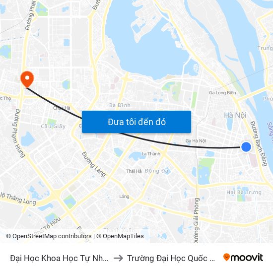 Đại Học Khoa Học Tự Nhiên - 19 Lê Thánh Tông to Trường Đại Học Quốc Gia Hà Nội (Cầu Giấy) map