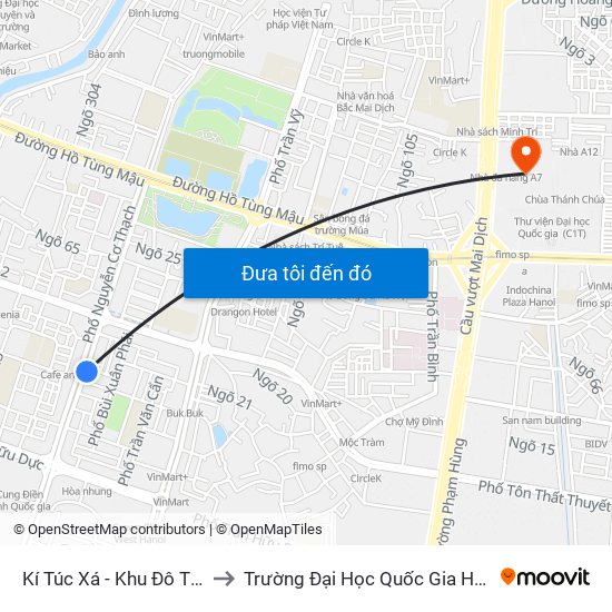 Kí Túc Xá - Khu Đô Thị Mỹ Đình II to Trường Đại Học Quốc Gia Hà Nội (Cầu Giấy) map