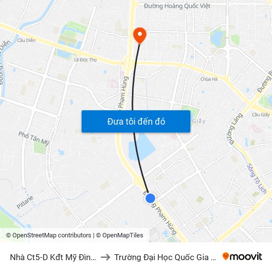 Nhà Ct5-D Kđt Mỹ Đình - Phạm Hùng to Trường Đại Học Quốc Gia Hà Nội (Cầu Giấy) map