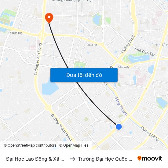 Đại Học Lao Động & Xã Hội - 43 Trần Duy Hưng to Trường Đại Học Quốc Gia Hà Nội (Cầu Giấy) map