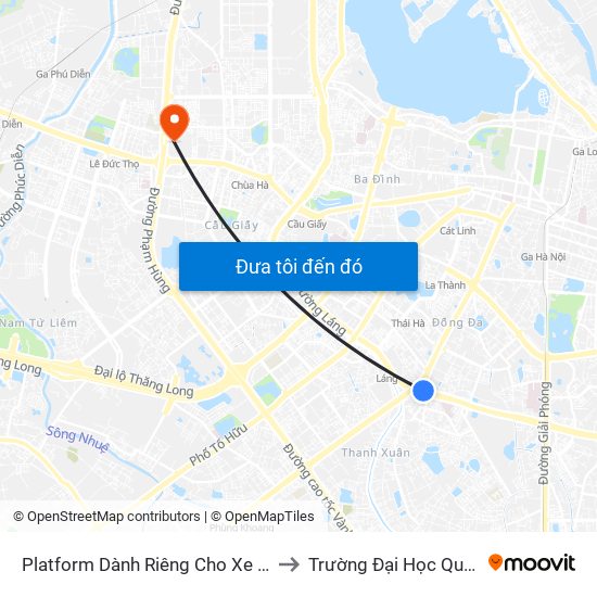 Platform Dành Riêng Cho Xe Buýt Trước Nhà 604 Trường Chinh to Trường Đại Học Quốc Gia Hà Nội (Cầu Giấy) map