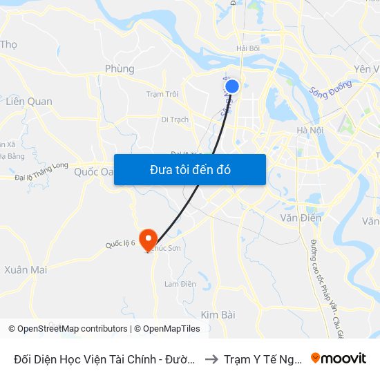 Đối Diện Học Viện Tài Chính - Đường Đức Thắng to Trạm Y Tế Ngọc Hòa map