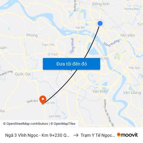 Ngã 3 Vĩnh Ngọc - Km 9+230 Quốc Lộ 3 to Trạm Y Tế Ngọc Hòa map