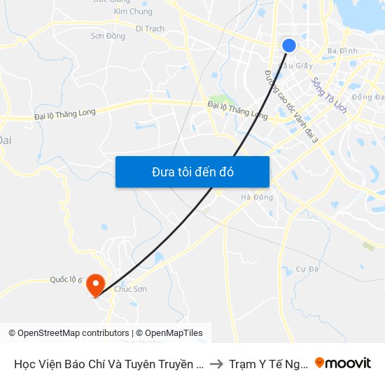 Học Viện Báo Chí Và Tuyên Truyền - 36 Xuân Thủy to Trạm Y Tế Ngọc Hòa map