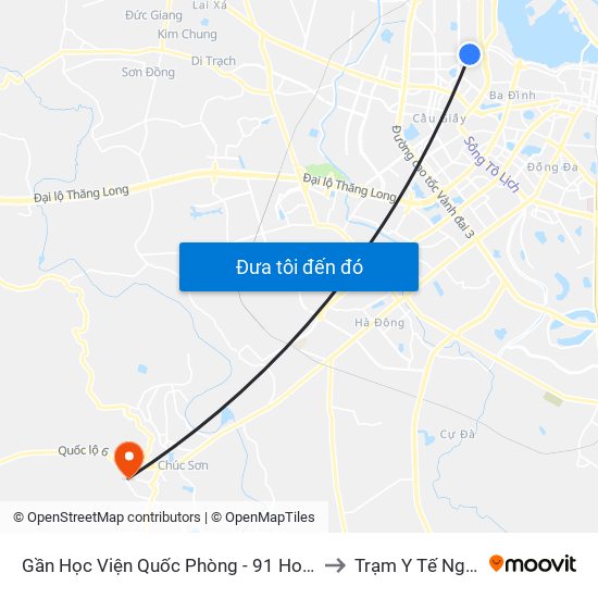 Gần Học Viện Quốc Phòng - 91 Hoàng Quốc Việt to Trạm Y Tế Ngọc Hòa map